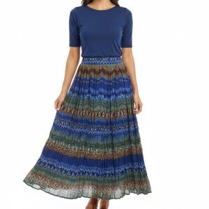 Olivia Bohemian Multicolor Pleated Maxi Skirt